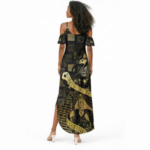 Egyptian God Thoth Summer Maxi Dress Ancient Mythology Ibis Wisdom Hieroglyphic