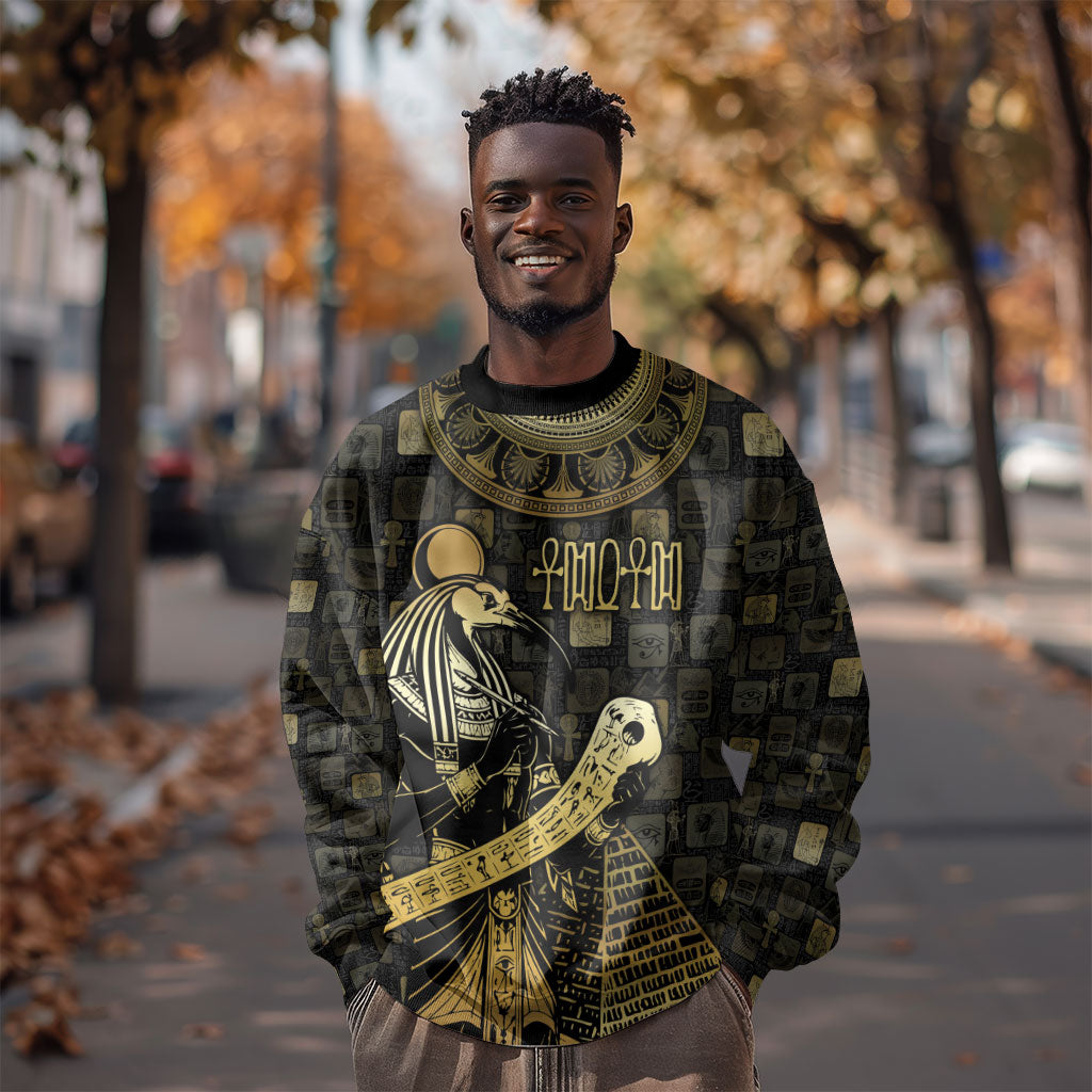 Egyptian God Thoth Sweatshirt Ancient Mythology Ibis Wisdom Hieroglyphic
