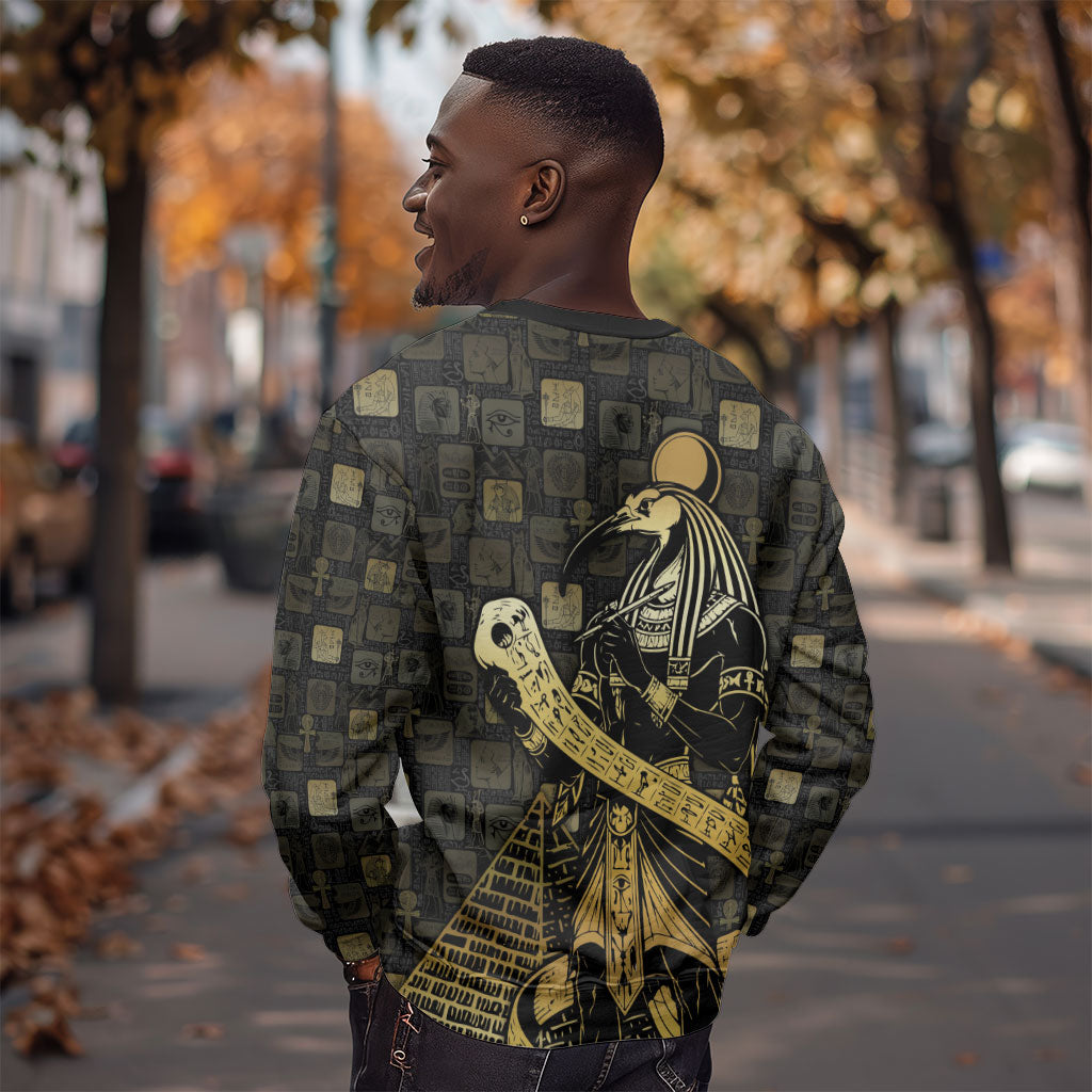 Egyptian God Thoth Sweatshirt Ancient Mythology Ibis Wisdom Hieroglyphic