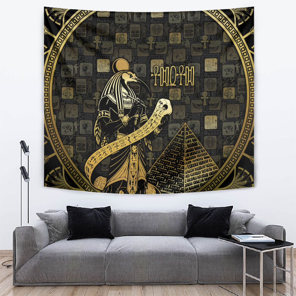 Egyptian God Thoth Tapestry Ancient Mythology Ibis Wisdom Hieroglyphic