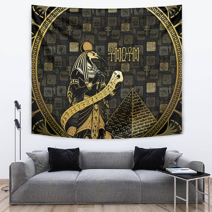 Egyptian God Thoth Tapestry Ancient Mythology Ibis Wisdom Hieroglyphic