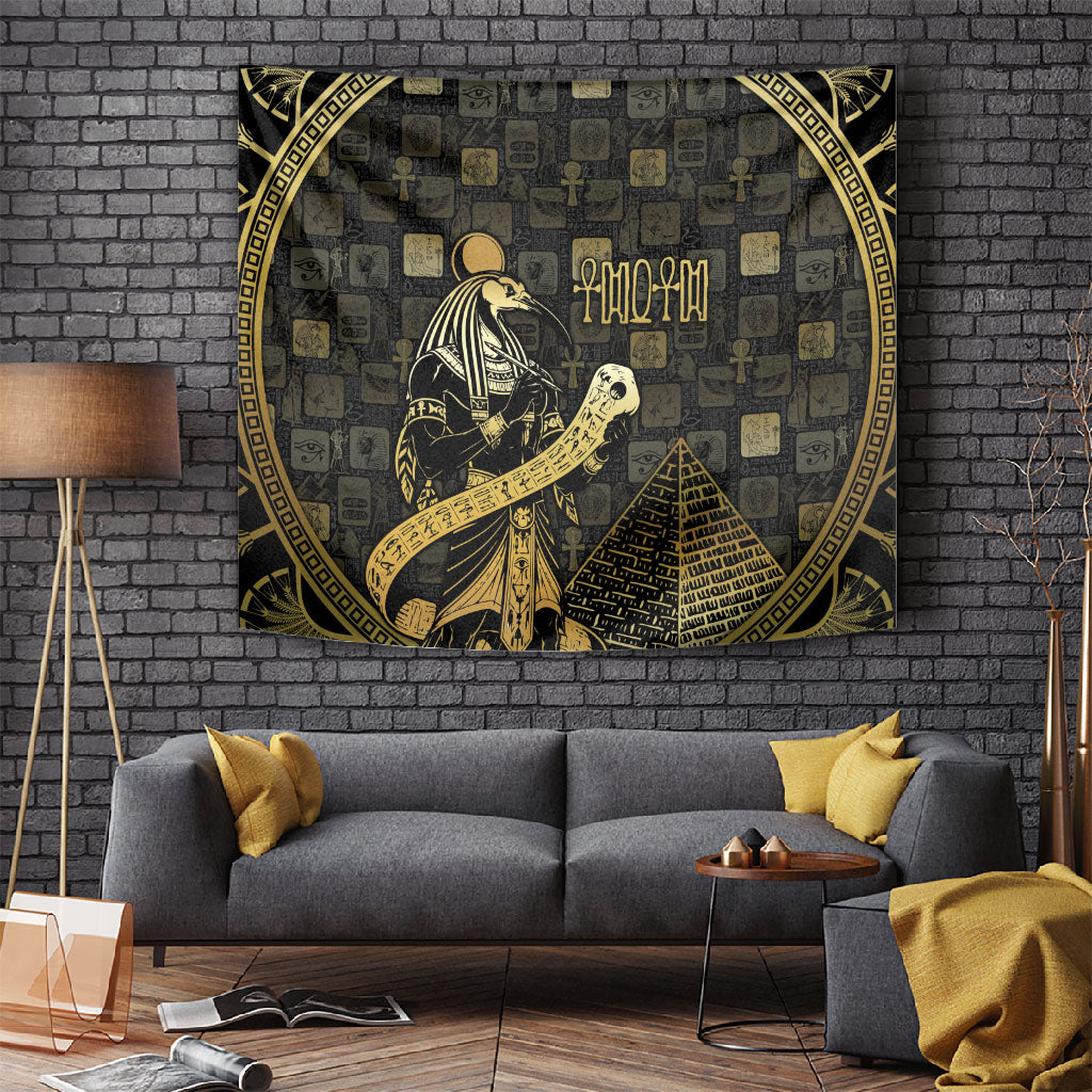 Egyptian God Thoth Tapestry Ancient Mythology Ibis Wisdom Hieroglyphic
