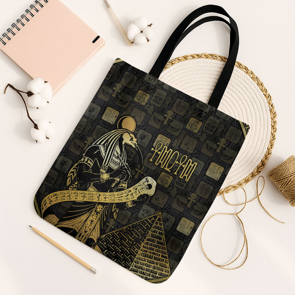 Egyptian God Thoth Tote Bag Ancient Mythology Ibis Wisdom Hieroglyphic