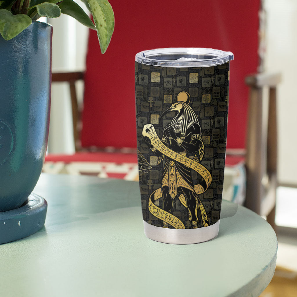 Egyptian God Thoth Tumbler Cup Ancient Mythology Ibis Wisdom Hieroglyphic