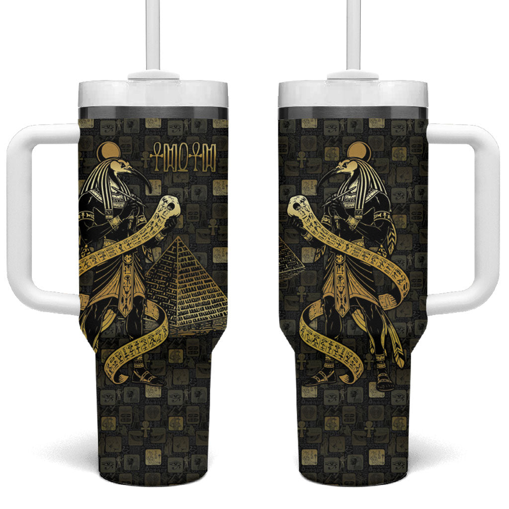 Egyptian God Thoth Tumbler With Handle Ancient Mythology Ibis Wisdom Hieroglyphic