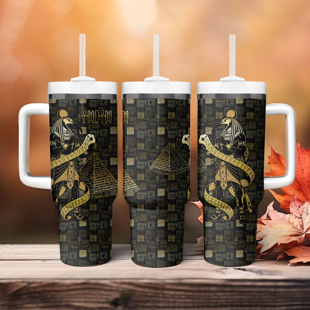 Egyptian God Thoth Tumbler With Handle Ancient Mythology Ibis Wisdom Hieroglyphic