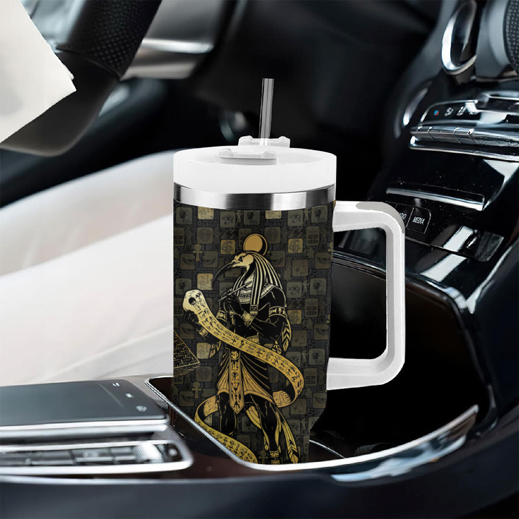 Egyptian God Thoth Tumbler With Handle Ancient Mythology Ibis Wisdom Hieroglyphic