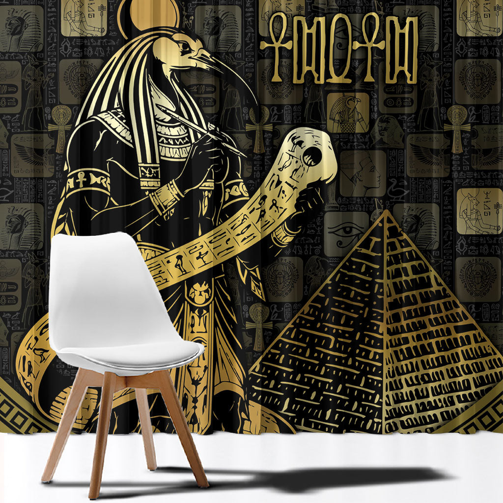 Egyptian God Thoth Window Curtain Ancient Mythology Ibis Wisdom Hieroglyphic