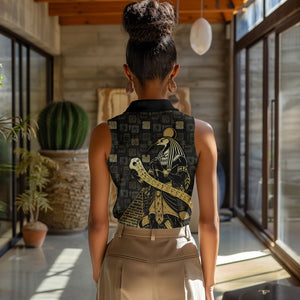 Egyptian God Thoth Women Sleeveless Polo Shirt Ancient Mythology Ibis Wisdom Hieroglyphic