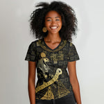 Egyptian God Thoth Women V-Neck T-Shirt Ancient Mythology Ibis Wisdom Hieroglyphic