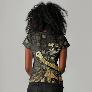 Egyptian God Thoth Women V-Neck T-Shirt Ancient Mythology Ibis Wisdom Hieroglyphic