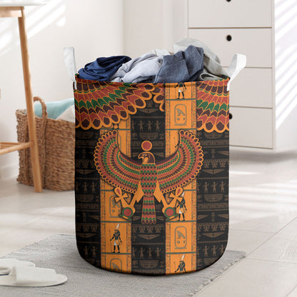 Egyptian God Horus Laundry Basket Ancient Mythology Falcon Hieroglyphic Patterns