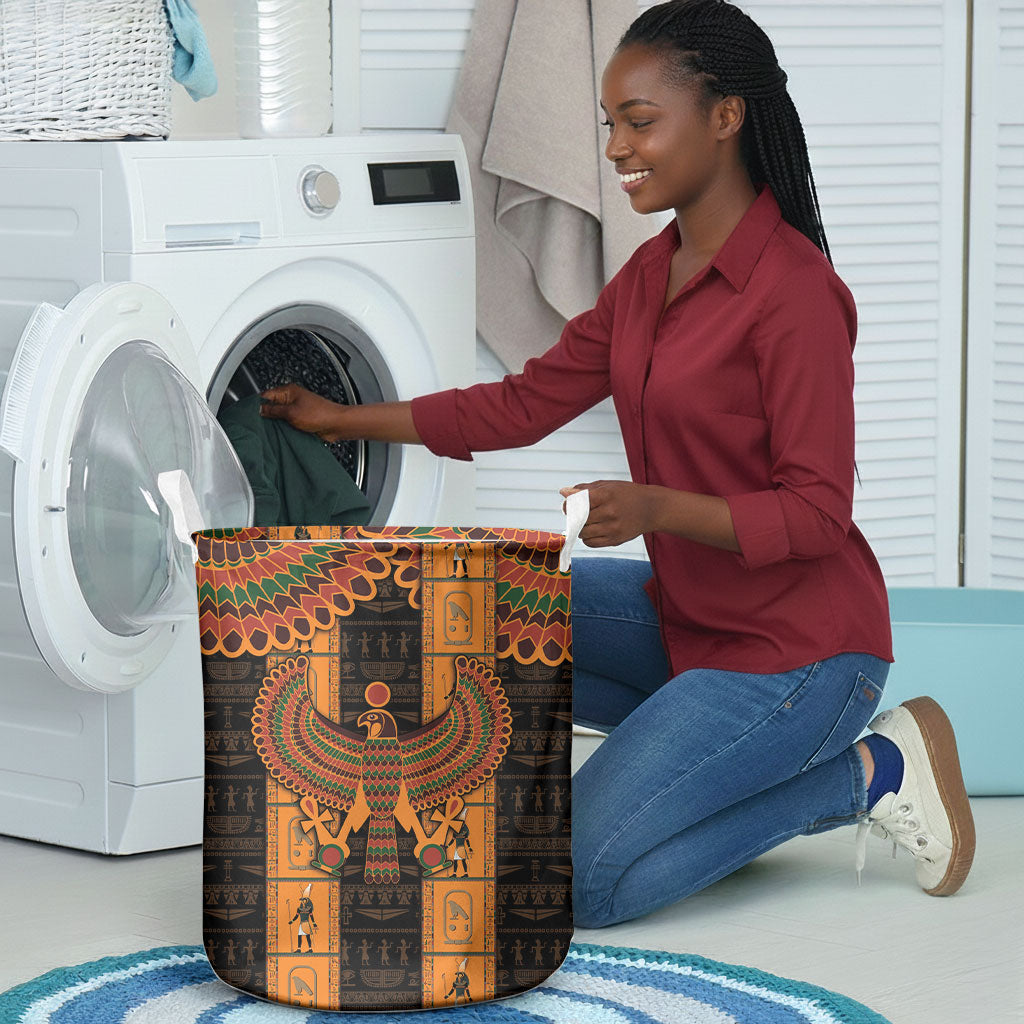 Egyptian God Horus Laundry Basket Ancient Mythology Falcon Hieroglyphic Patterns