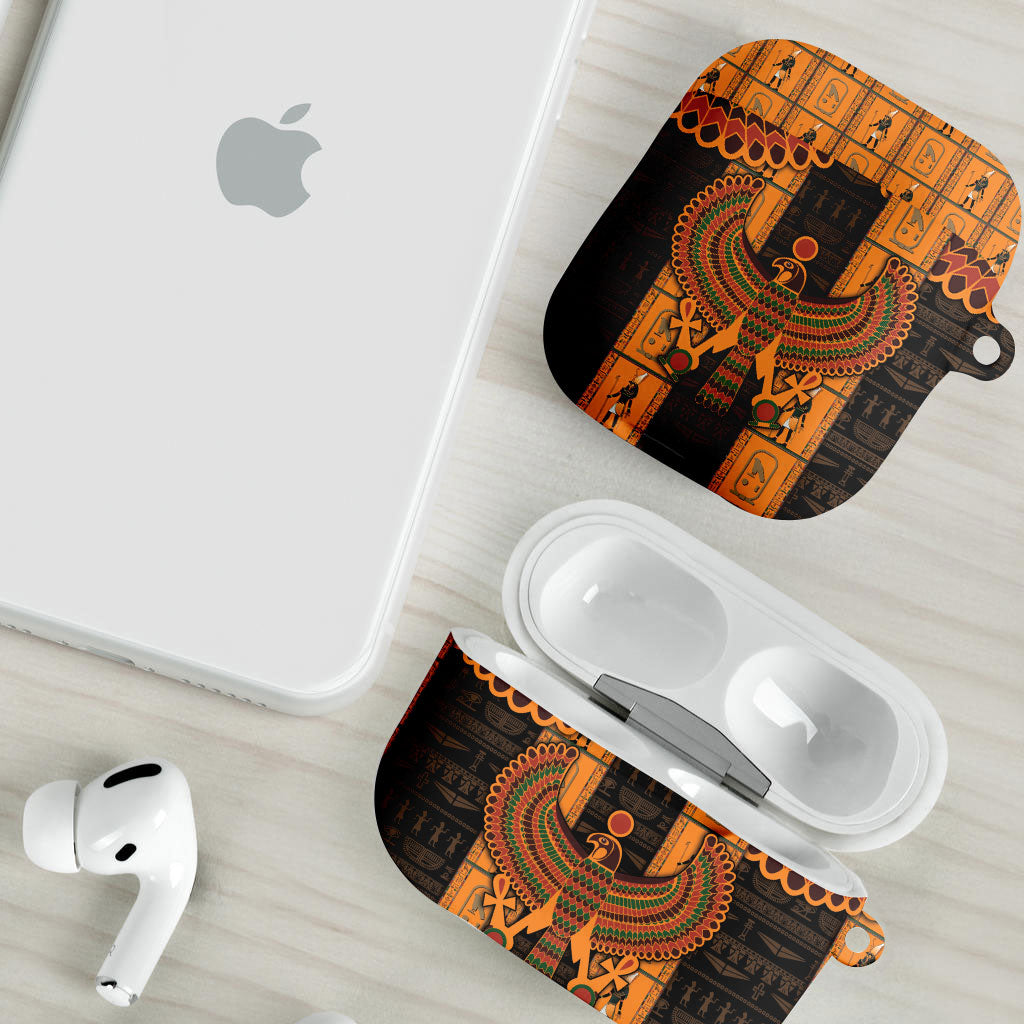 Egyptian God Horus AirPods Case Ancient Mythology Falcon Hieroglyphic Patterns