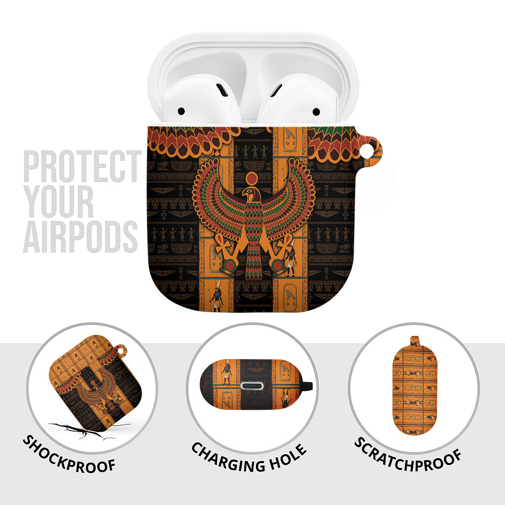 Egyptian God Horus AirPods Case Ancient Mythology Falcon Hieroglyphic Patterns