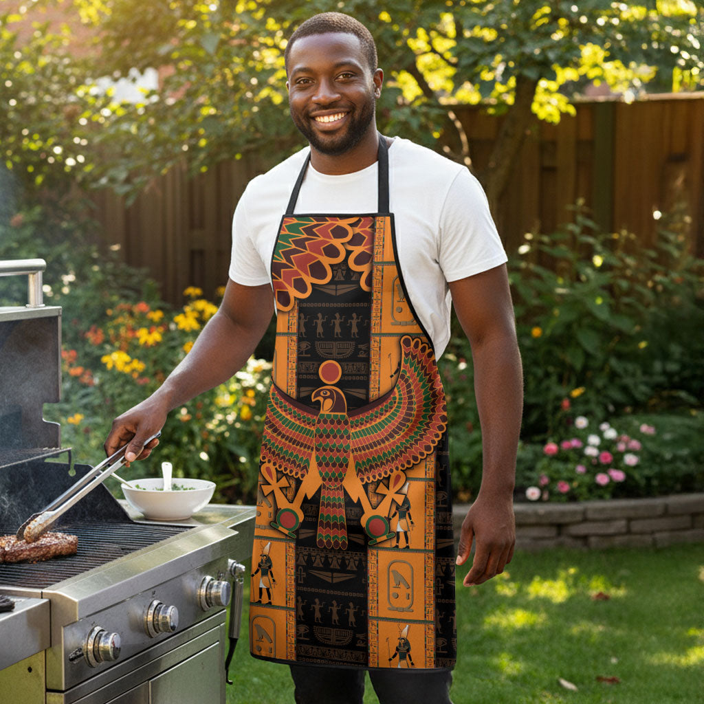 Egyptian God Horus Apron Ancient Mythology Falcon Hieroglyphic Patterns