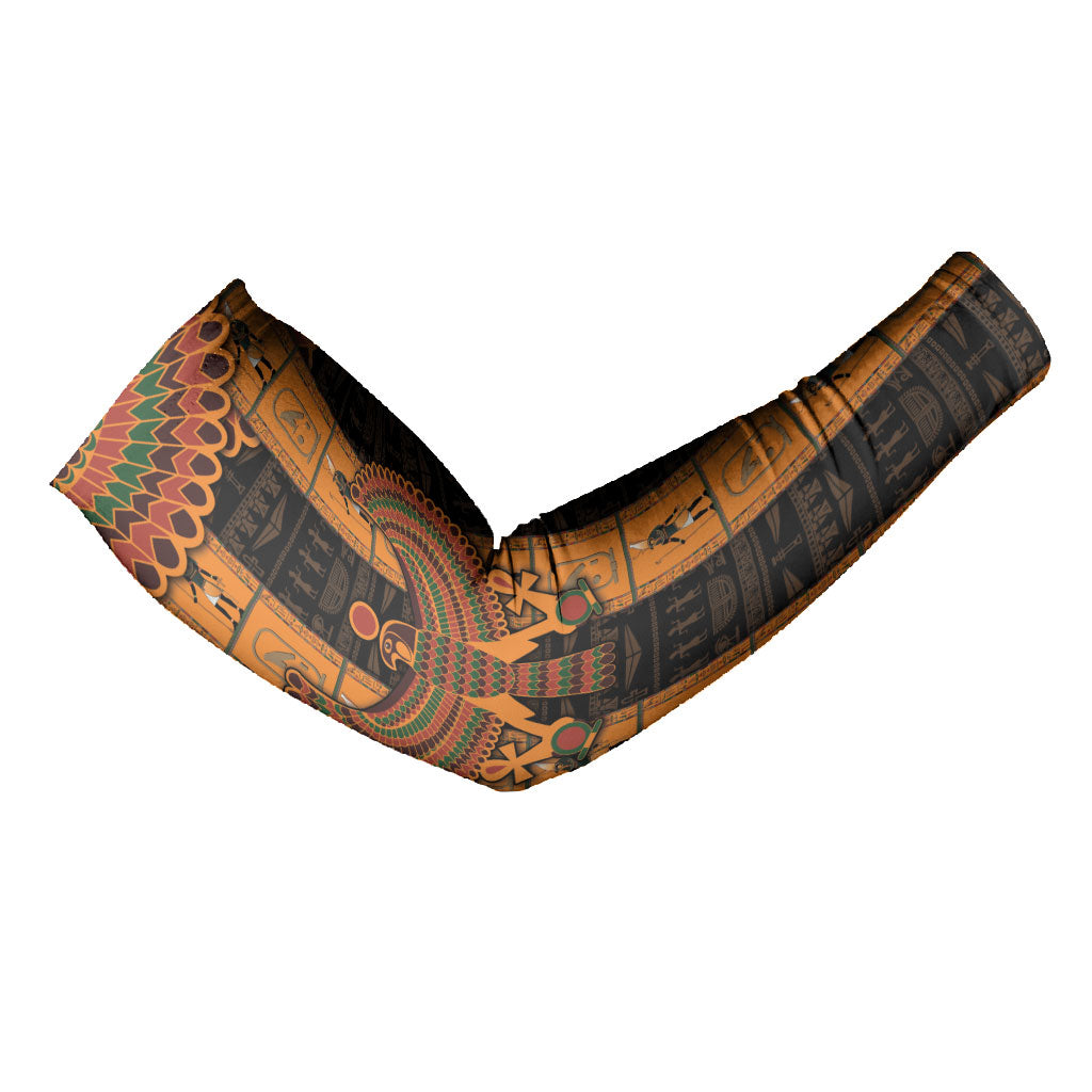 Egyptian God Horus Arm Sleeves Ancient Mythology Falcon Hieroglyphic Patterns