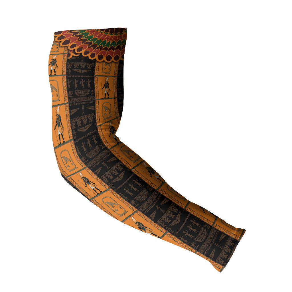 Egyptian God Horus Arm Sleeves Ancient Mythology Falcon Hieroglyphic Patterns