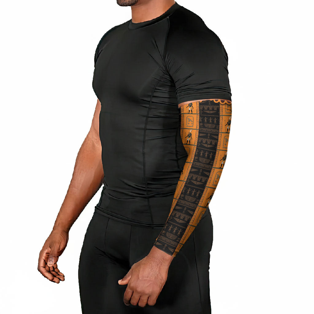 Egyptian God Horus Arm Sleeves Ancient Mythology Falcon Hieroglyphic Patterns