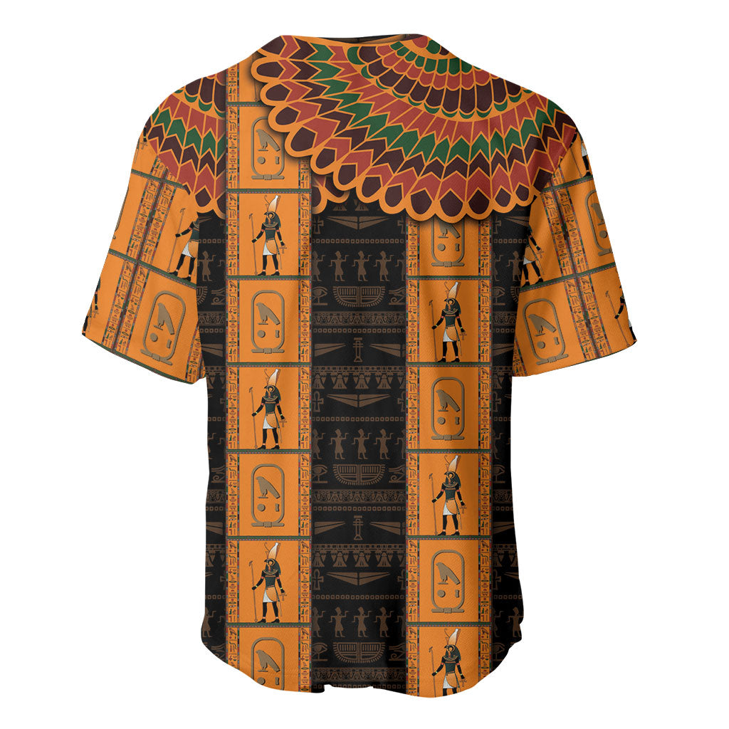 Egyptian God Horus Baseball Jersey Ancient Mythology Falcon Hieroglyphic Patterns