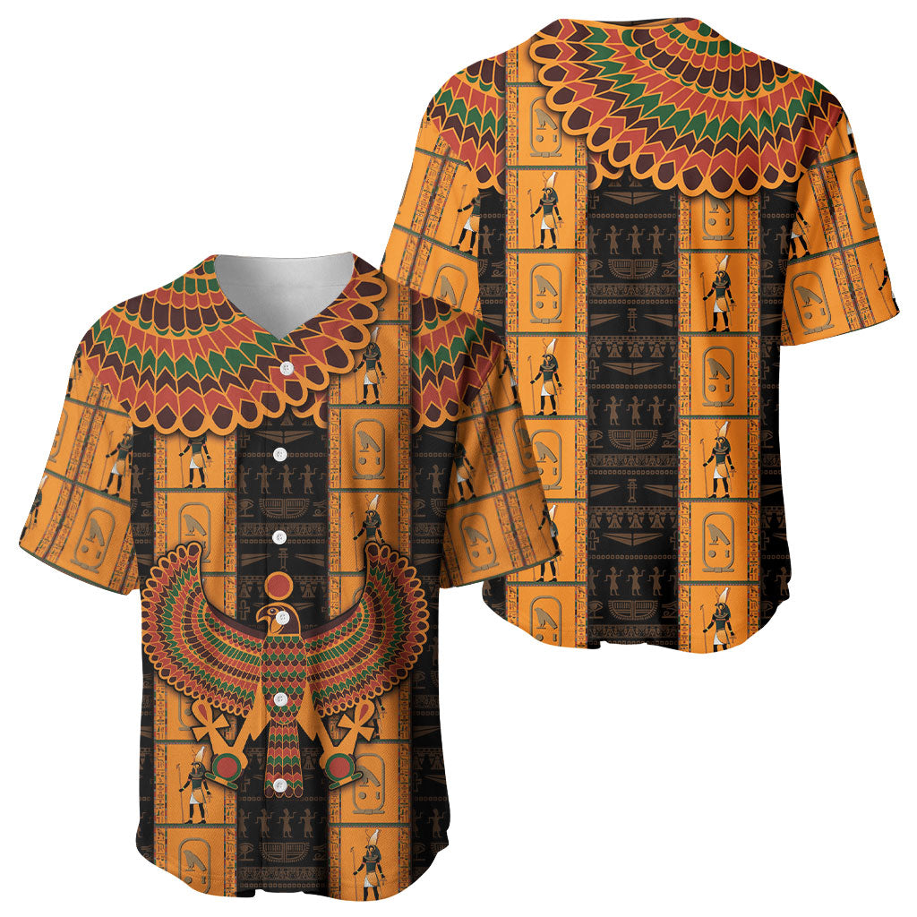 Egyptian God Horus Baseball Jersey Ancient Mythology Falcon Hieroglyphic Patterns