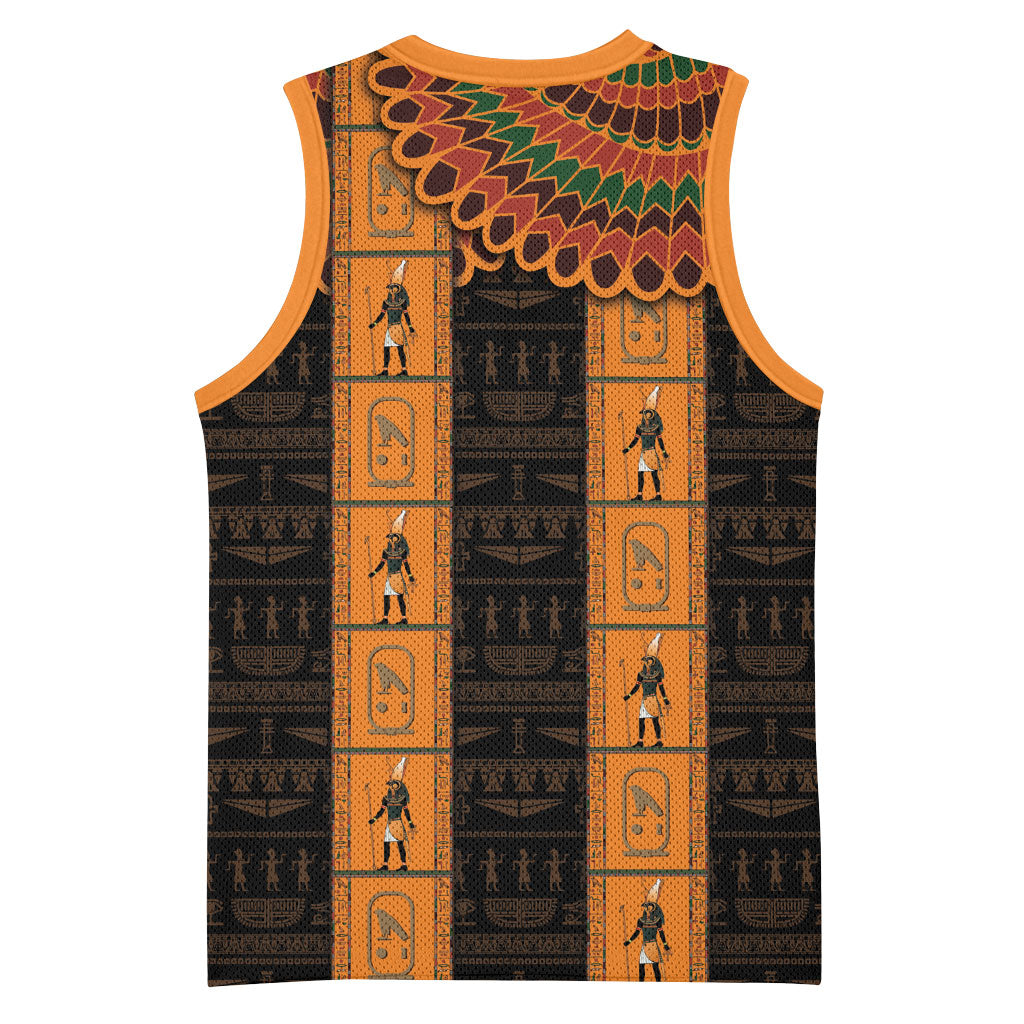 Egyptian God Horus Basketball Jersey Ancient Mythology Falcon Hieroglyphic Patterns