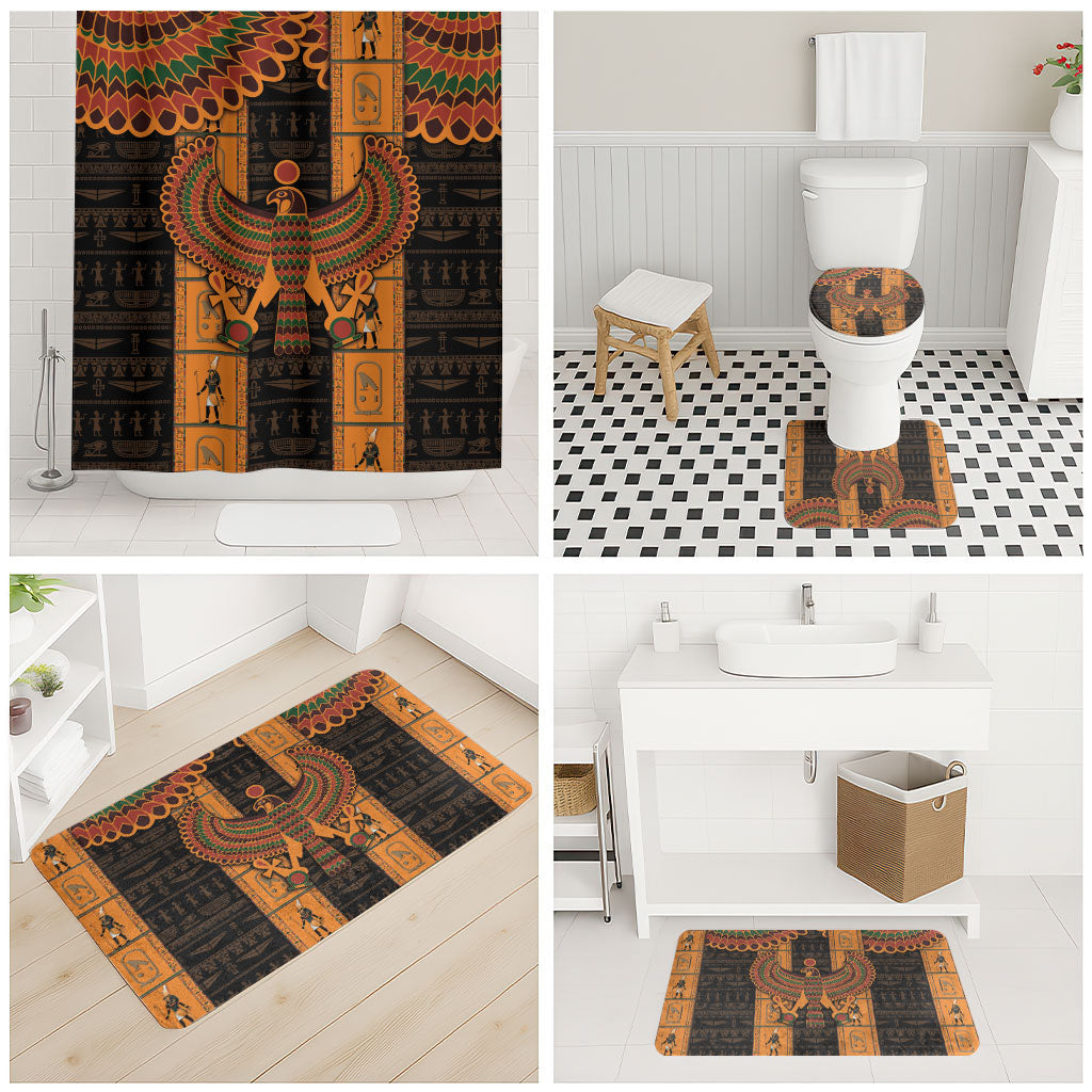 Egyptian God Horus Bathroom Set Ancient Mythology Falcon Hieroglyphic Patterns