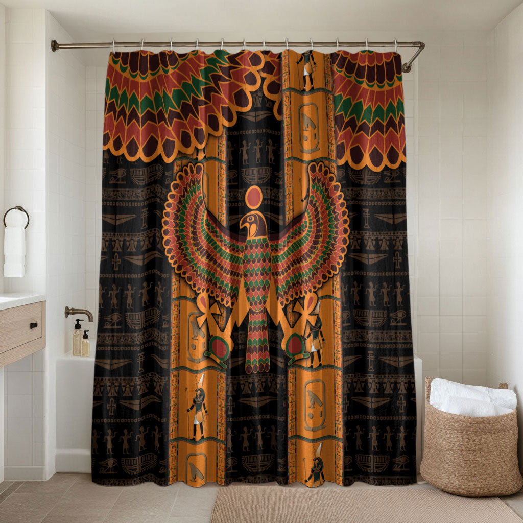 Egyptian God Horus Bathroom Set Ancient Mythology Falcon Hieroglyphic Patterns