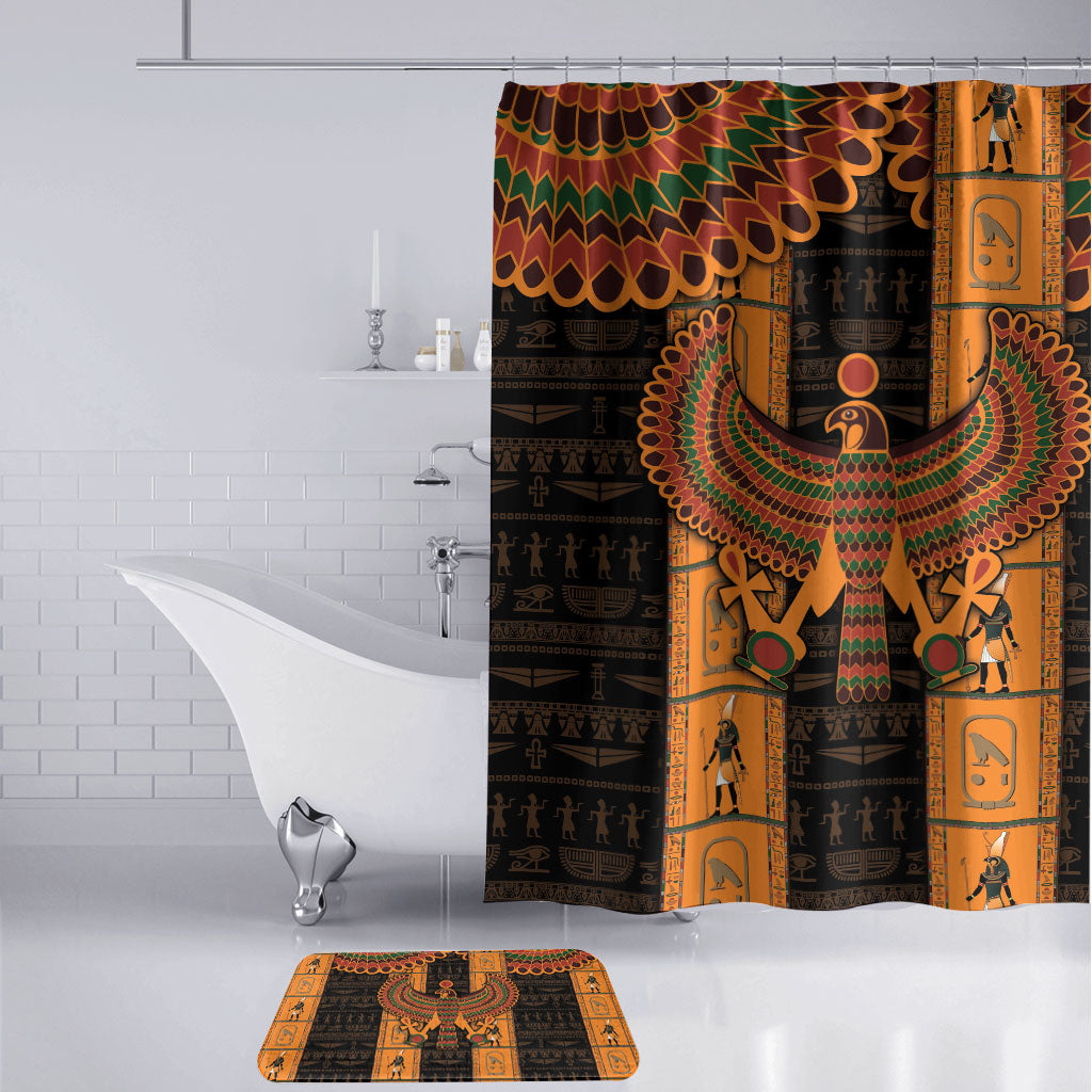 Egyptian God Horus Bathroom Set Ancient Mythology Falcon Hieroglyphic Patterns