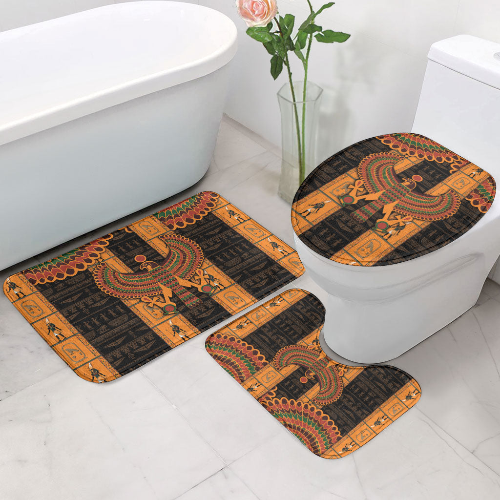 Egyptian God Horus Bathroom Set Ancient Mythology Falcon Hieroglyphic Patterns