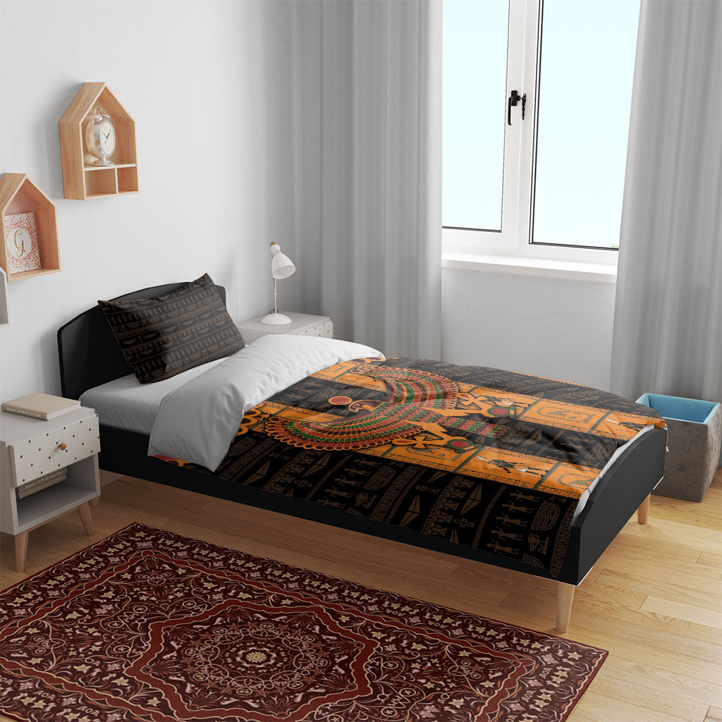 Egyptian God Horus Bedding Set Ancient Mythology Falcon Hieroglyphic Patterns