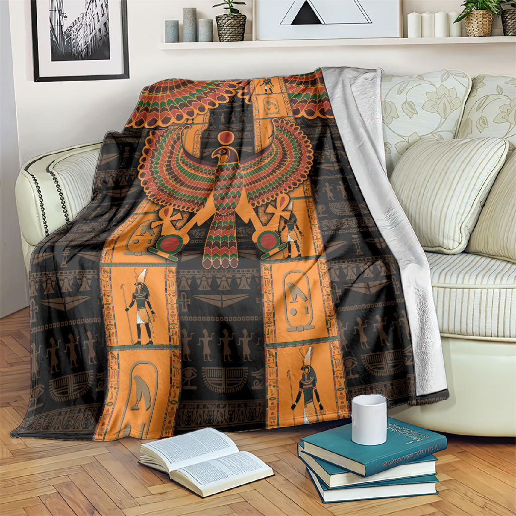 Egyptian God Horus Blanket Ancient Mythology Falcon Hieroglyphic Patterns