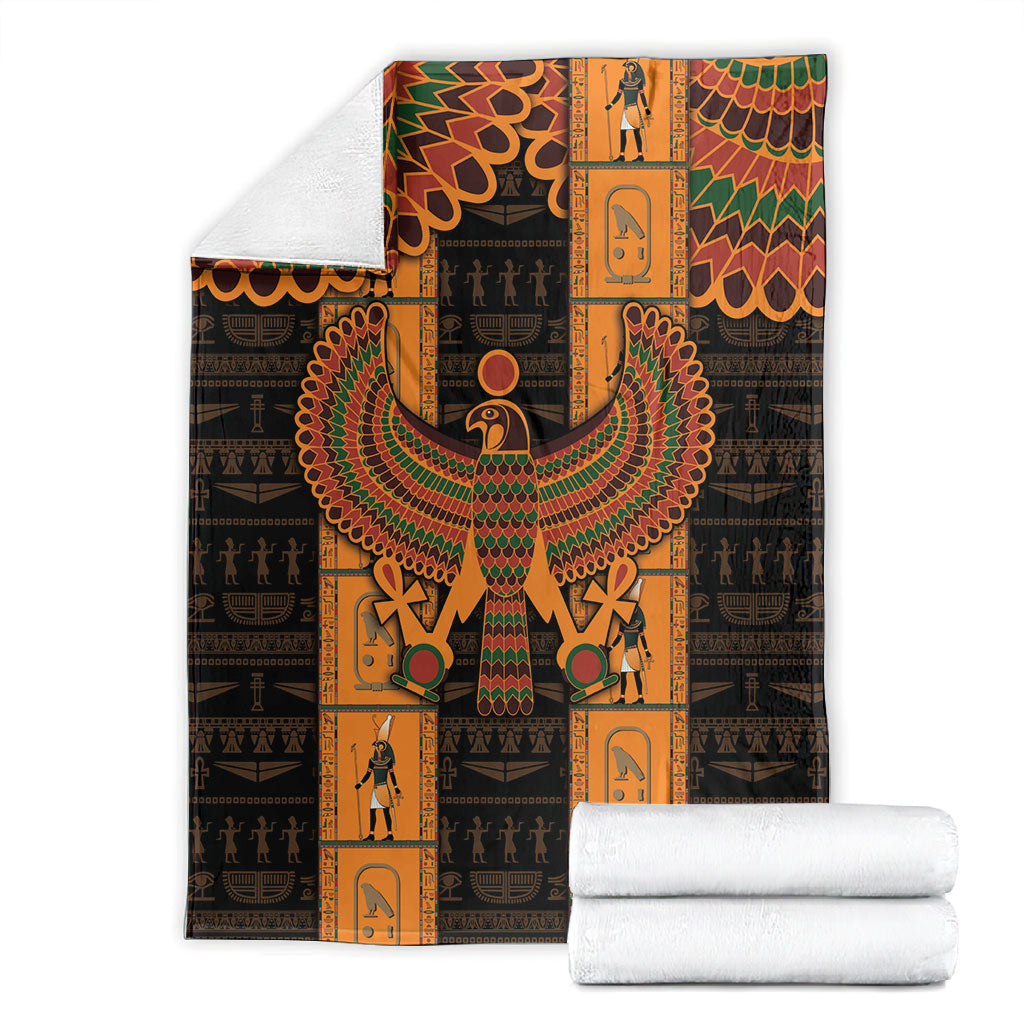 Egyptian God Horus Blanket Ancient Mythology Falcon Hieroglyphic Patterns