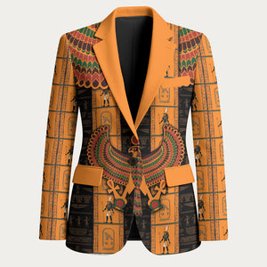 Egyptian God Horus Blazer Ancient Mythology Falcon Hieroglyphic Patterns