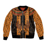 Egyptian God Horus Bomber Jacket Ancient Mythology Falcon Hieroglyphic Patterns