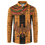 Egyptian God Horus Button Sweatshirt Ancient Mythology Falcon Hieroglyphic Patterns