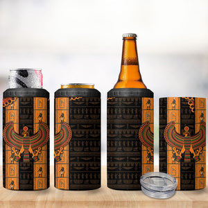 Egyptian God Horus 4 in 1 Can Cooler Tumbler Ancient Mythology Falcon Hieroglyphic Patterns