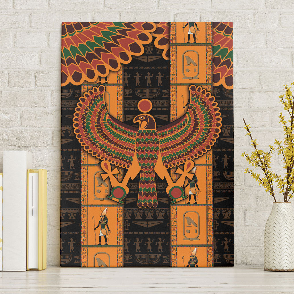 Egyptian God Horus Canvas Wall Art Ancient Mythology Falcon Hieroglyphic Patterns