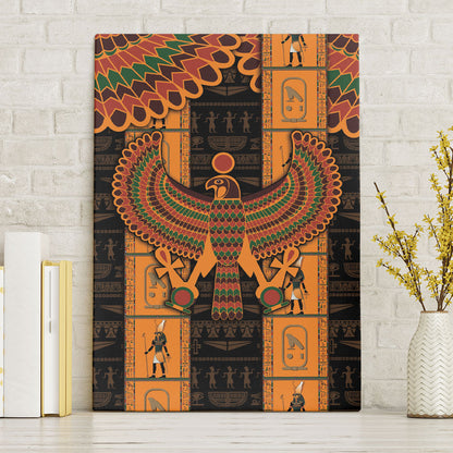 Egyptian God Horus Canvas Wall Art Ancient Mythology Falcon Hieroglyphic Patterns