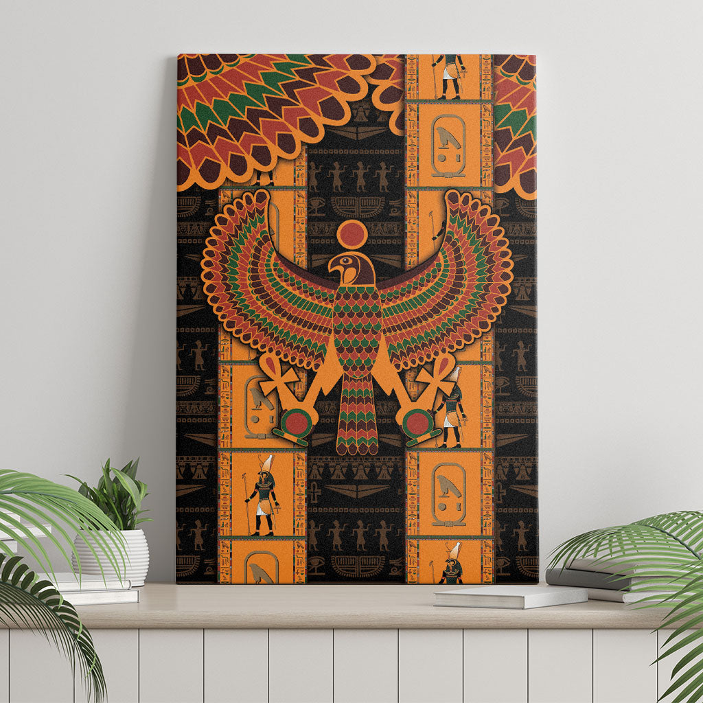Egyptian God Horus Canvas Wall Art Ancient Mythology Falcon Hieroglyphic Patterns