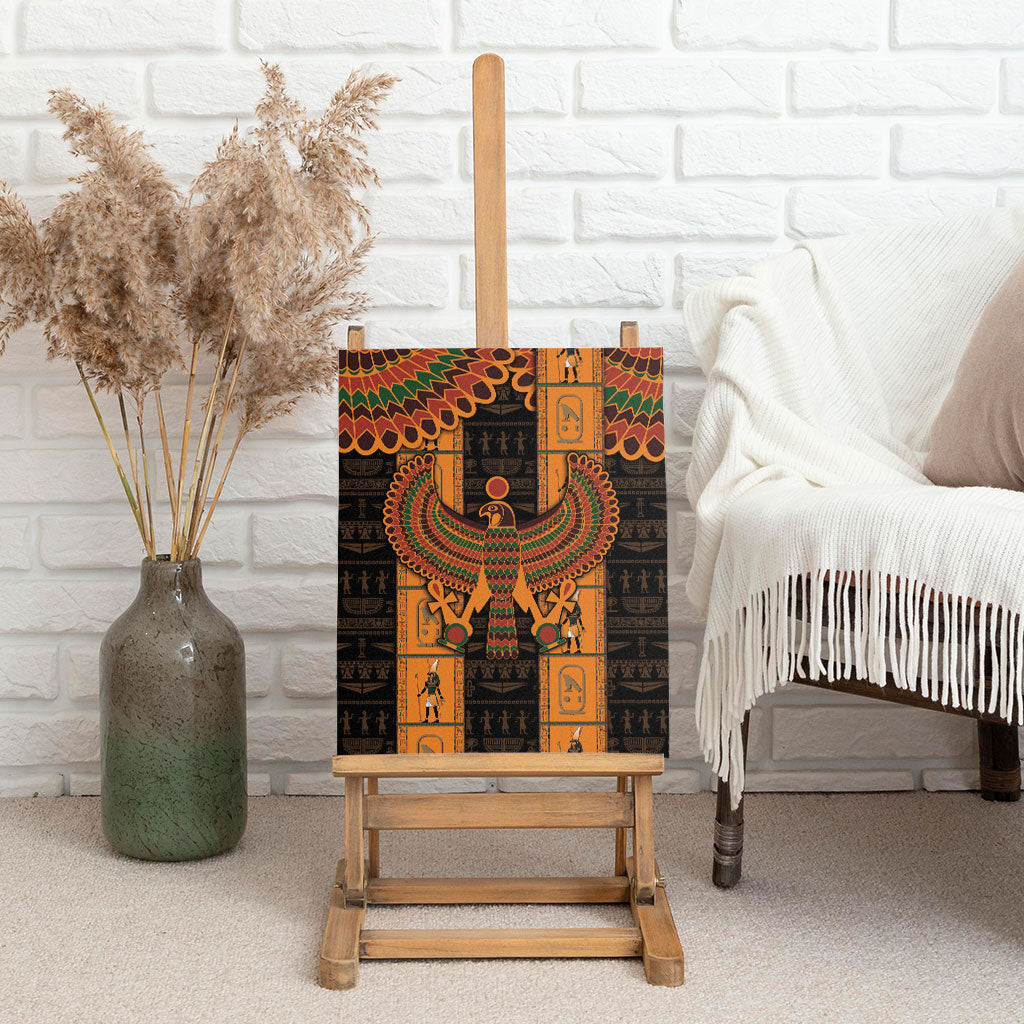 Egyptian God Horus Canvas Wall Art Ancient Mythology Falcon Hieroglyphic Patterns