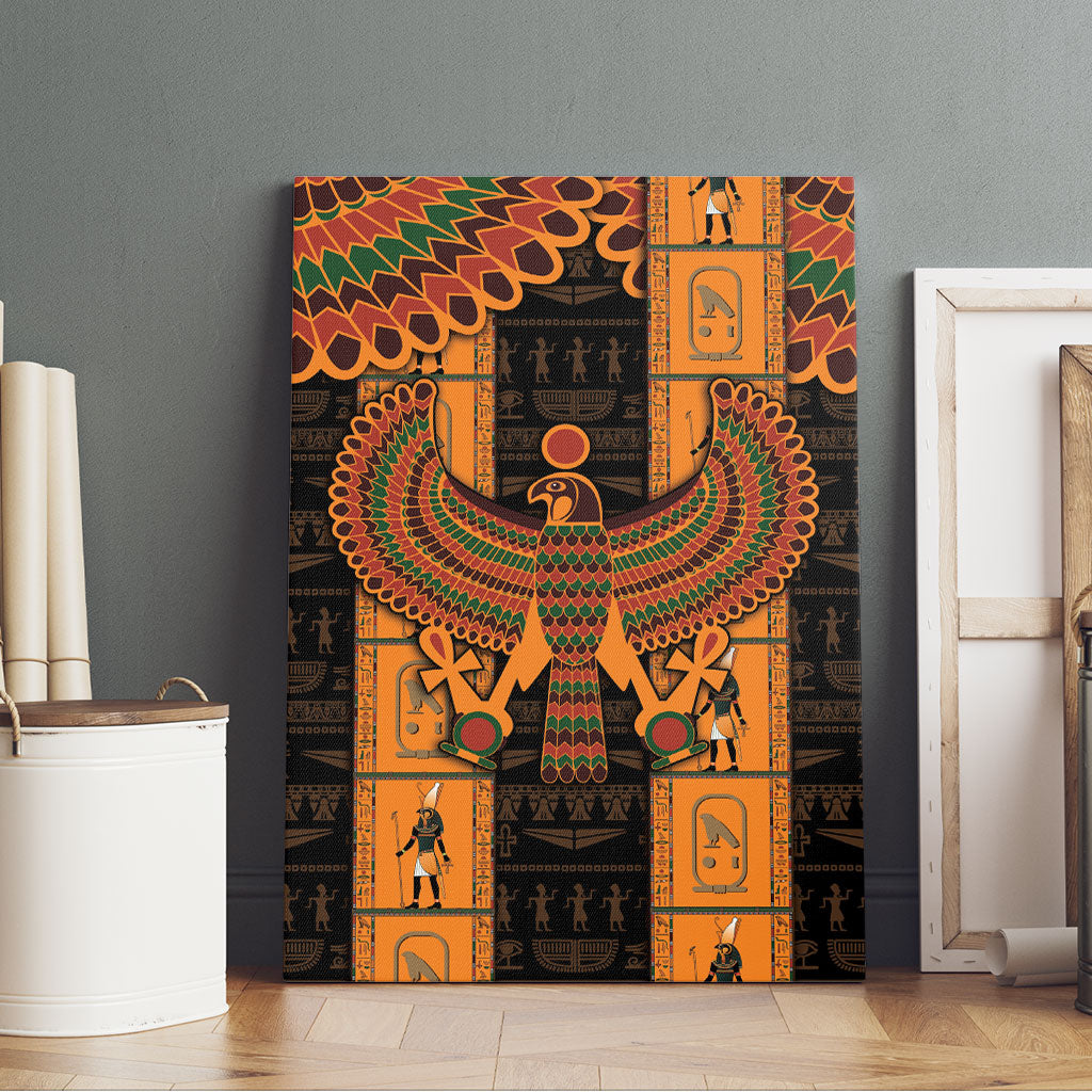 Egyptian God Horus Canvas Wall Art Ancient Mythology Falcon Hieroglyphic Patterns