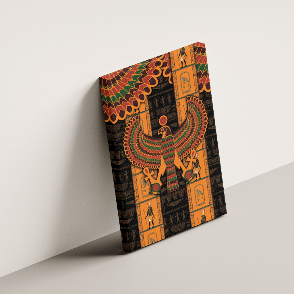 Egyptian God Horus Canvas Wall Art Ancient Mythology Falcon Hieroglyphic Patterns
