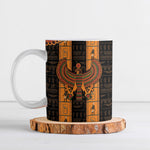 Egyptian God Horus Ceramic Mug Ancient Mythology Falcon Hieroglyphic Patterns