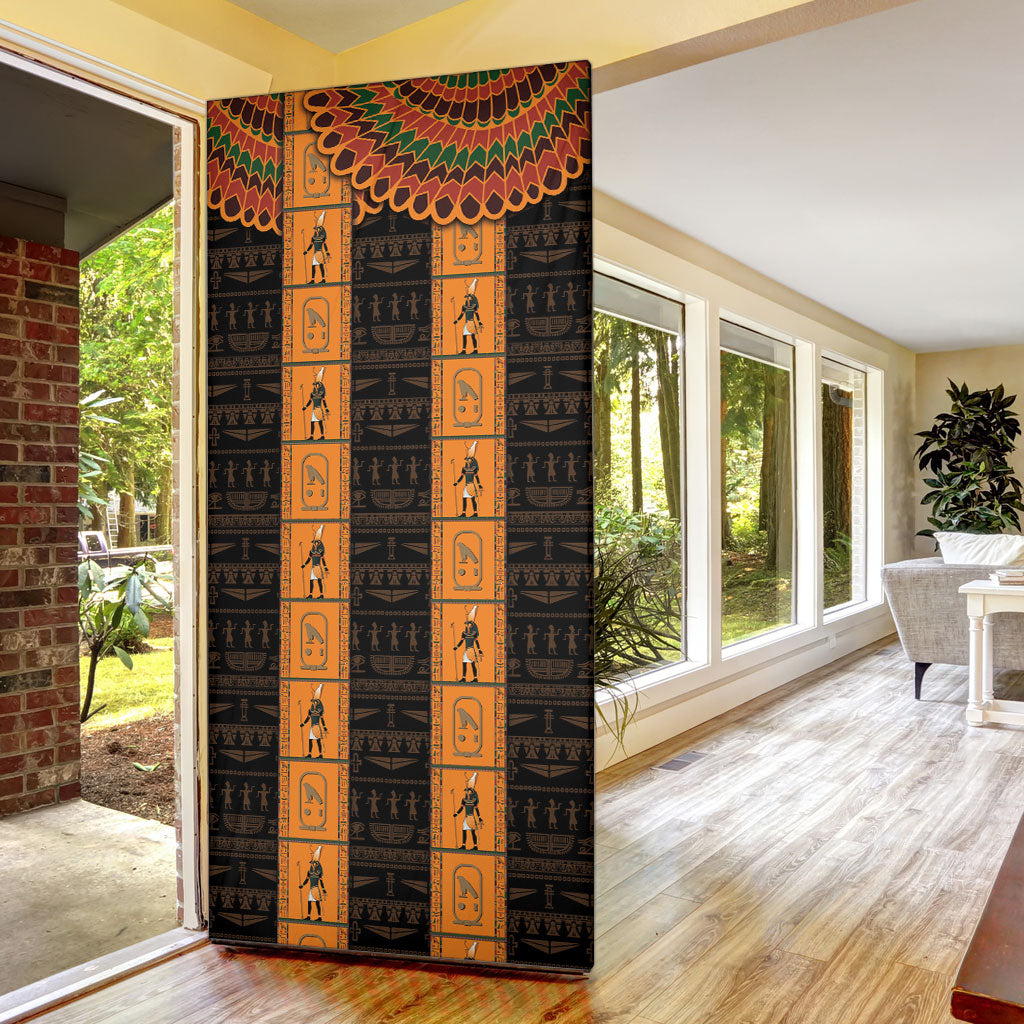 Egyptian God Horus Door Cover Ancient Mythology Falcon Hieroglyphic Patterns