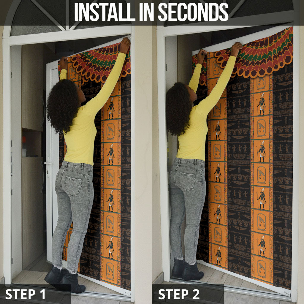Egyptian God Horus Door Cover Ancient Mythology Falcon Hieroglyphic Patterns