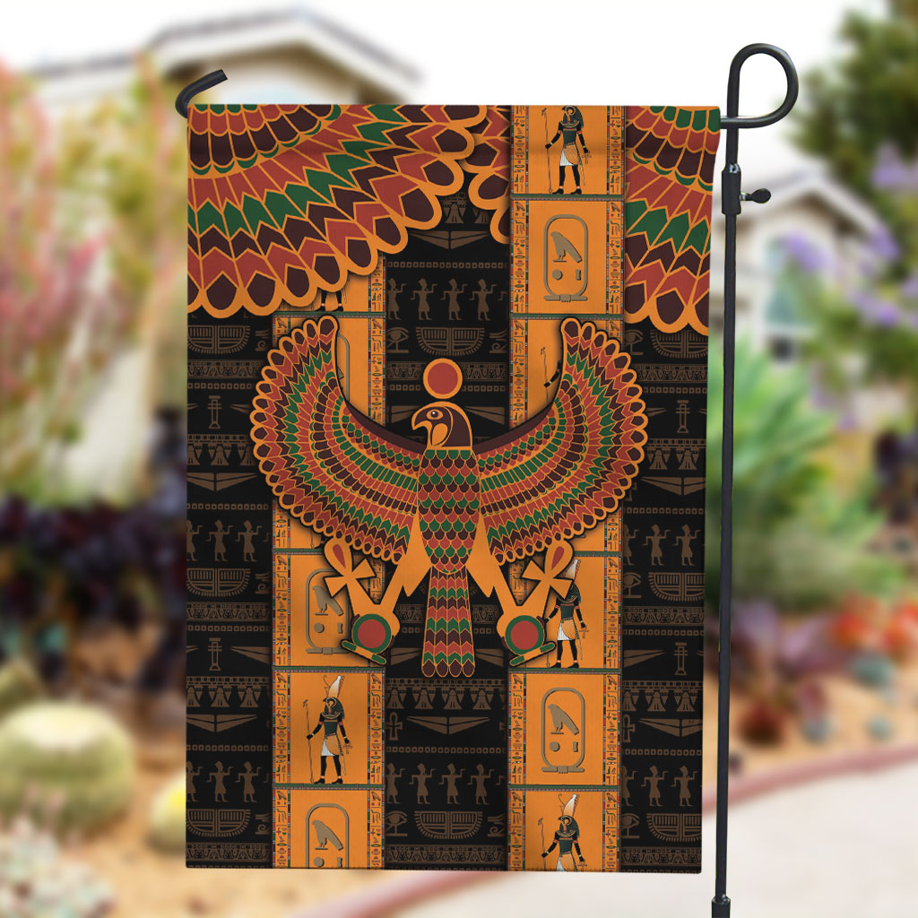 Egyptian God Horus Garden Flag Ancient Mythology Falcon Hieroglyphic Patterns