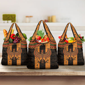 Egyptian God Horus Grocery Bag Ancient Mythology Falcon Hieroglyphic Patterns