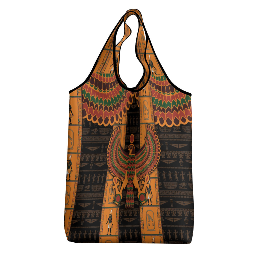 Egyptian God Horus Grocery Bag Ancient Mythology Falcon Hieroglyphic Patterns