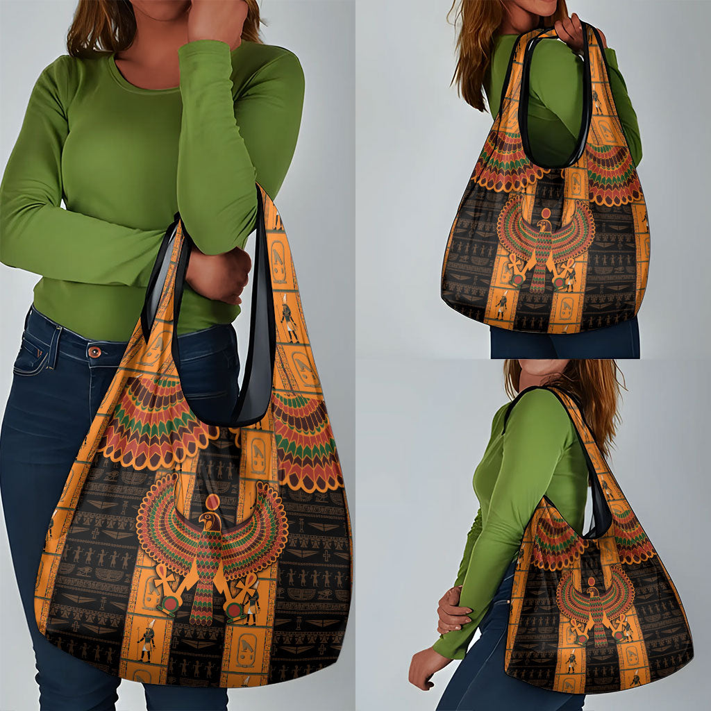 Egyptian God Horus Grocery Bag Ancient Mythology Falcon Hieroglyphic Patterns
